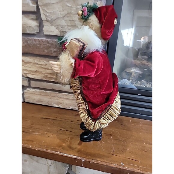 Victorian Christmas Santa Mantel Table Top Figurine 19”Fur Trim Elegant Velvet - Picture 9 of 16